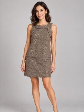 LOFT Brown Tweed Sleeveless A-Line Dress
